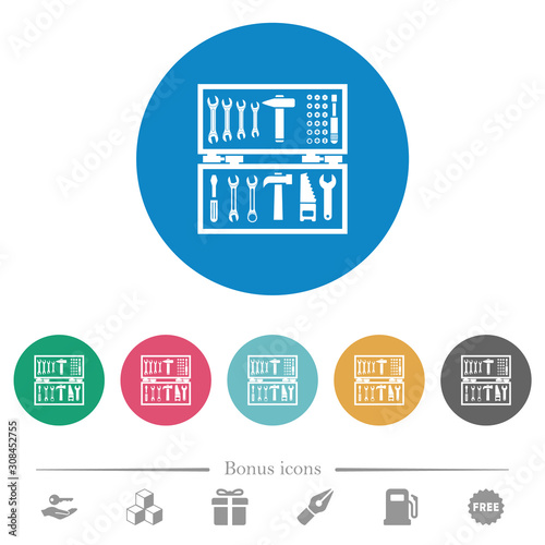 Open toolbox flat round icons