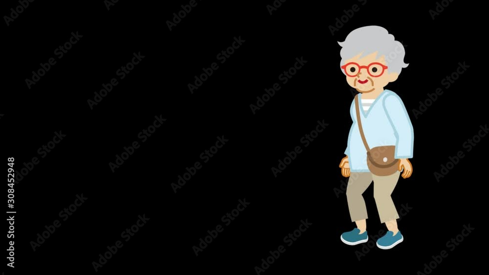 Alpha channel file - Animation of senior woman who walk and passing through the screen Alpha channel file - Animation of senior woman who walk and passing through the screen