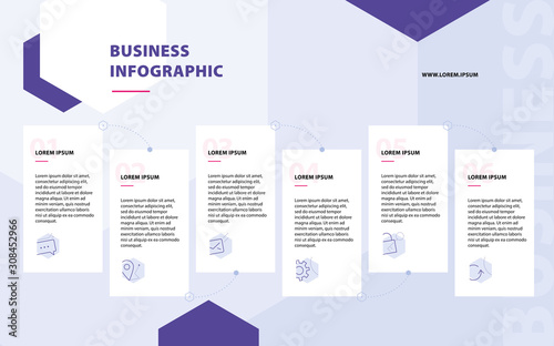 Business infographic Vector with 5-6 steps. Used for business presentation, information, education, connection, marketing, project, strategy, technology, creative, abstract, stairs,i dea, text, work.