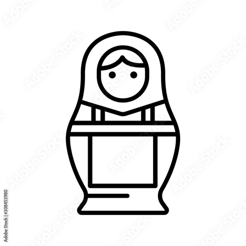 Matreshka icon vector. Thin line sign. Isolated contour symbol illustration