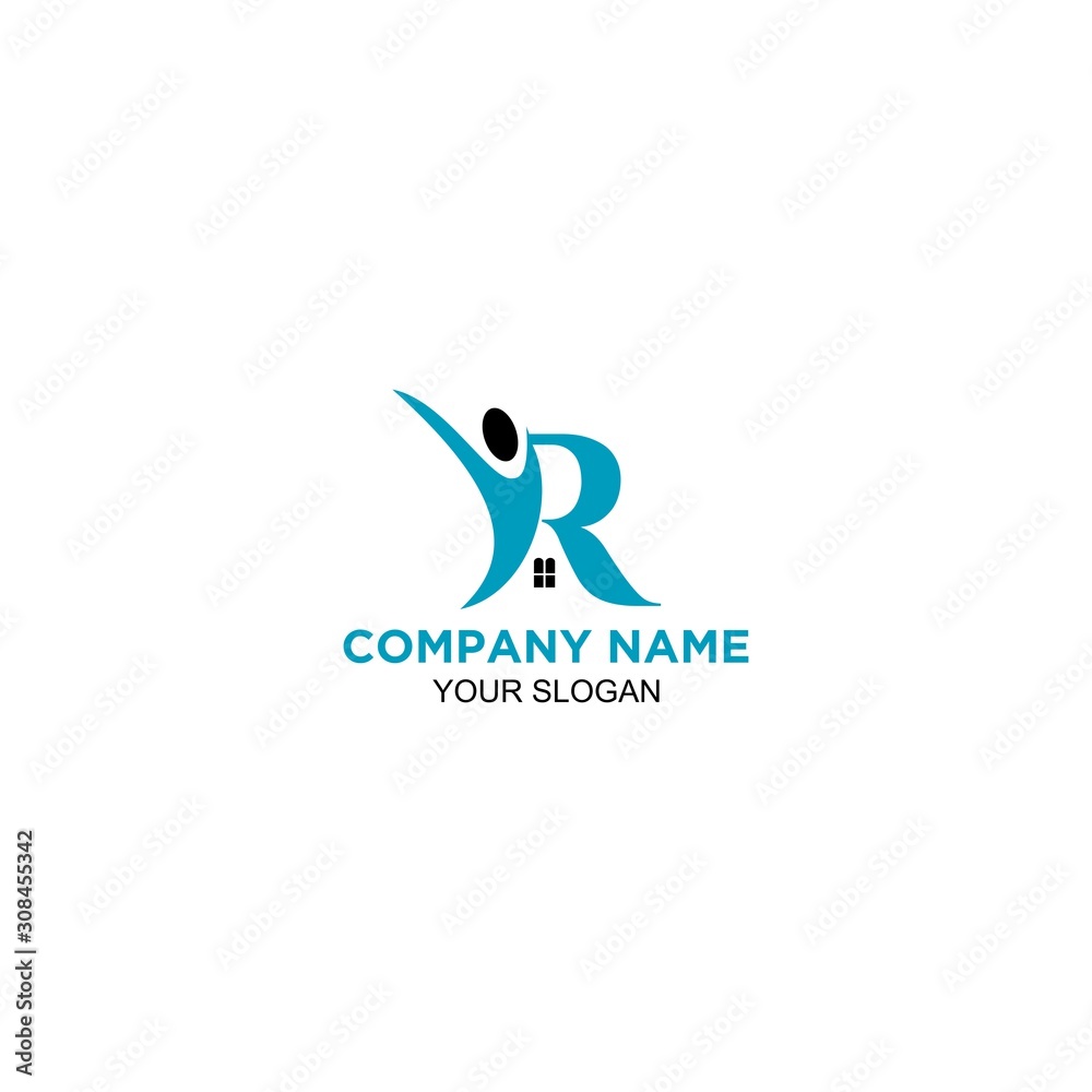 R Rent Home Logo Design Vector