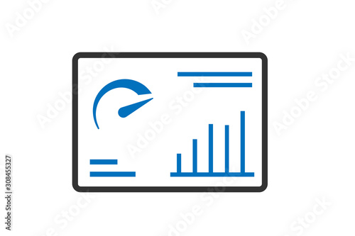 Computer dashboard or admin panel icon vector blue version