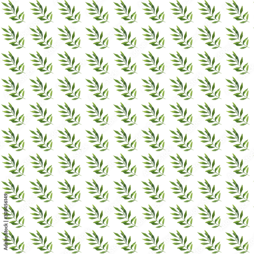  decor of green leaves oon a white background