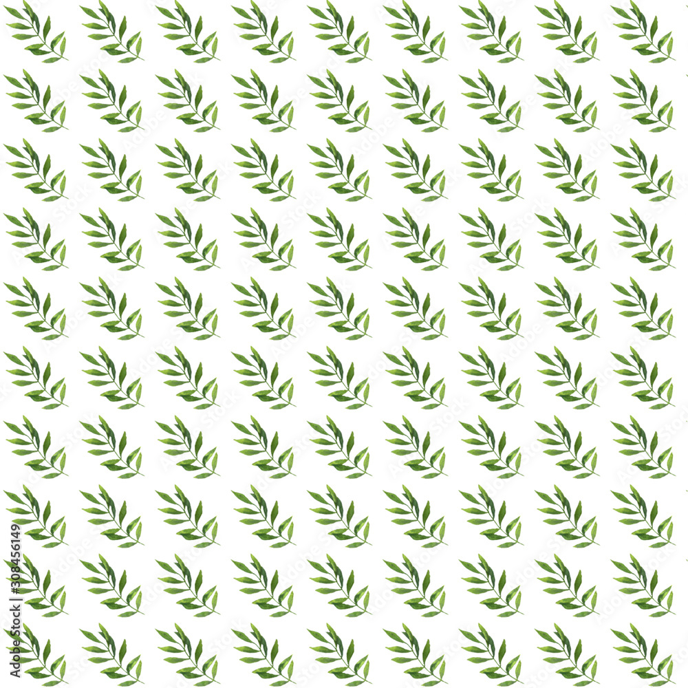 decor of green leaves oon a white background