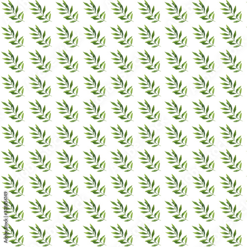  decor of green leaves oon a white background