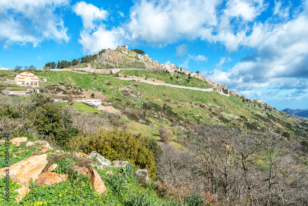 View over the hill of Geraci Siculo in Sicily, Italy