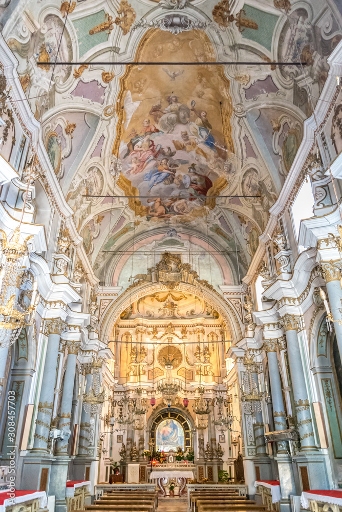 Interior of the church of the Spirito Santo in Gangi, Sicily Italy