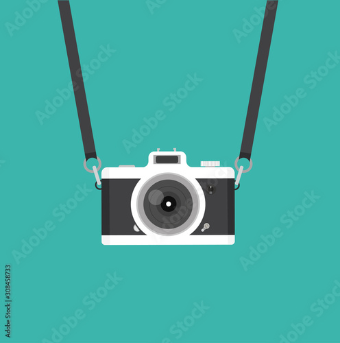 vintage camera hanging vector