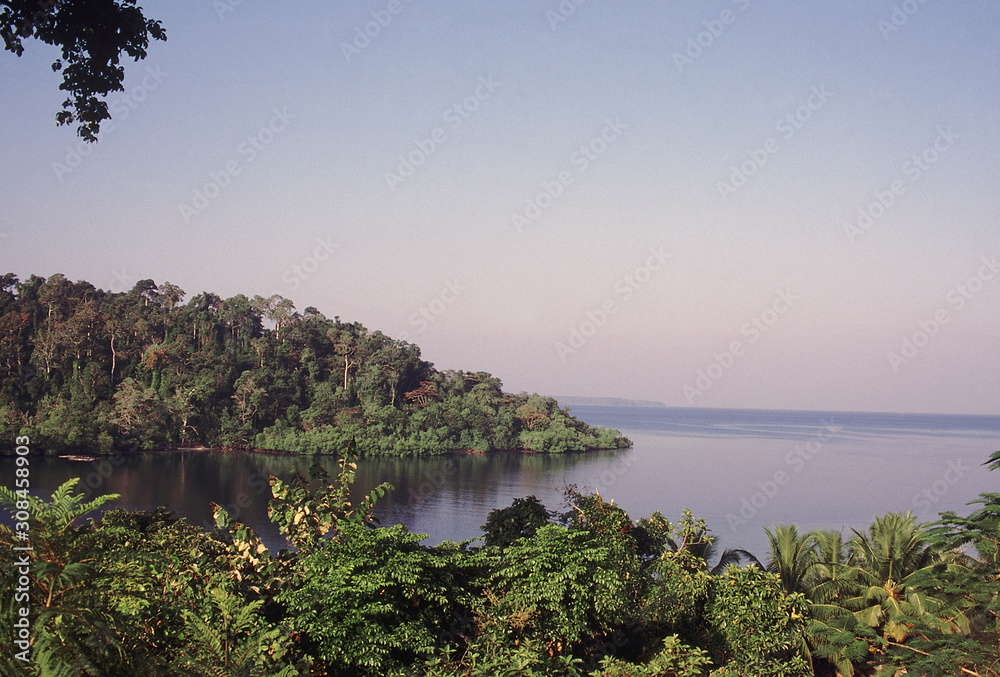 Alexandria Islands with the Bay of Bengal in the background in Mahatma Gandhi Marine National Park (Wandoor). South Andaman.