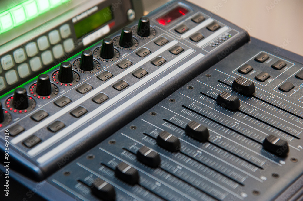 The control panel in the studio