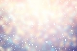Snow fall on glare garlands of Christmas tree blur background. New Year abstract illustration. Winter texture. Lilac yellow gradient pattern.