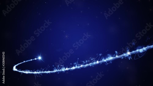 Glowing blue Christmas tree animation with light and particles. 4k
