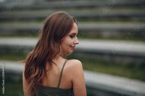 Portrait of young positive Woman with brown hair © primipil