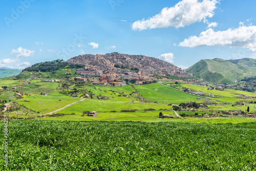 Canvastavla View over Gangi, a mountain village in Sicily, Italy