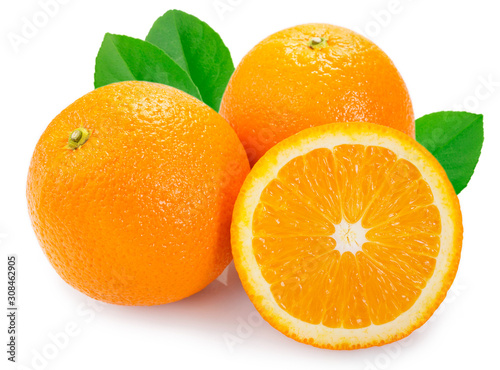 Fresh orange isolated on white background