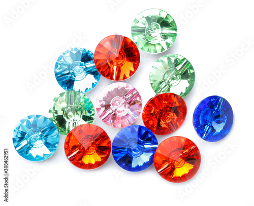 Different precious stones for jewellery on white background