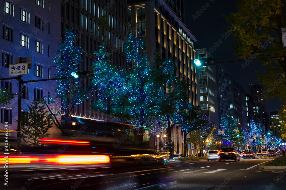 大阪市中央区・御堂筋の夜景