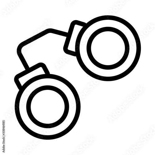 handcuffs icon vector. Thin line sign. Isolated contour symbol illustration