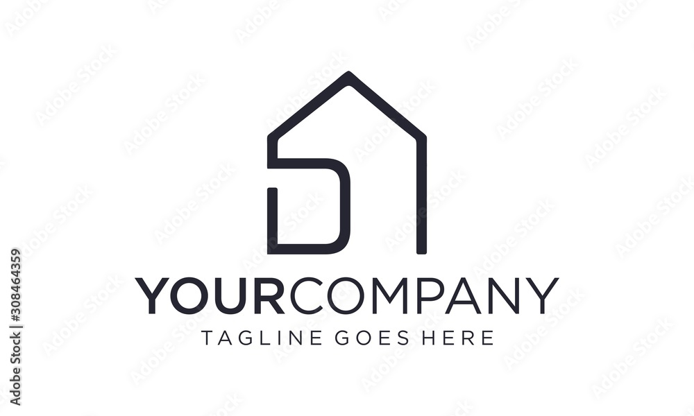 Smart home with D letter logo design concept Smart home with D letter logo design concept