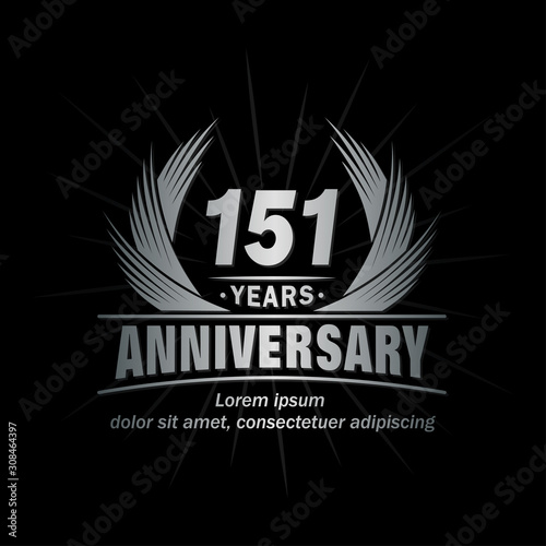 151 years logo design template. Anniversary vector and illustration template.