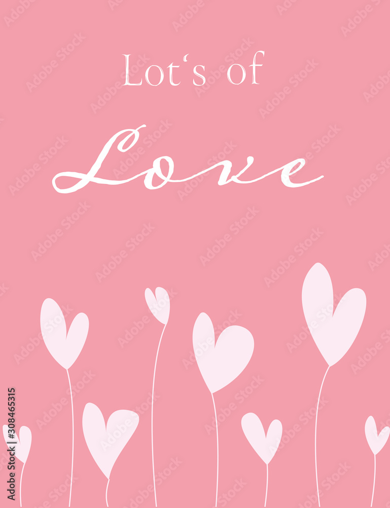 Lot's of Love - Geschenkkarte in Pink mit Herzen, Valentinstag, Muttertag