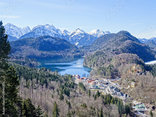 Alpsee - Alpine lake and the Hohenschwangau near the Neuschwanstein Castle and the Hohenschwangau Castle