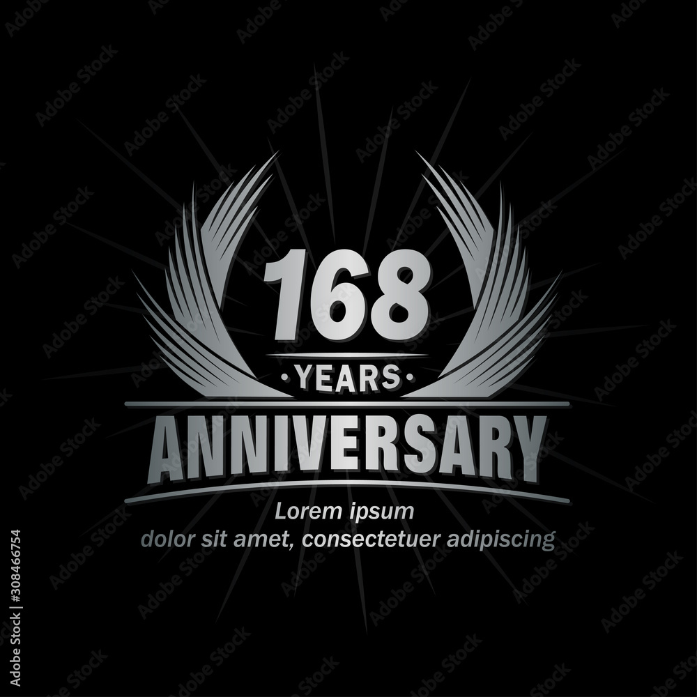 168 years logo design template. Anniversary vector and illustration template. 168 years logo design template. Anniversary vector and illustration template.
