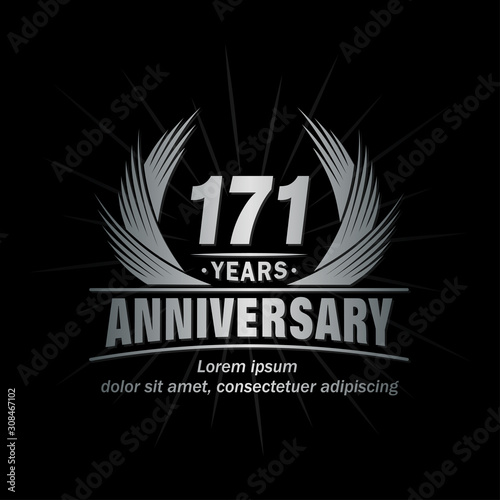 171 years logo design template. Anniversary vector and illustration template.