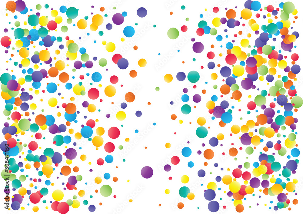 Festive color round confetti background. Abstract frame confetti texture for holiday, postcard, poster, website, carnivals, birthday and children's parties. Cover confetti mock-up. Wedding card layout
