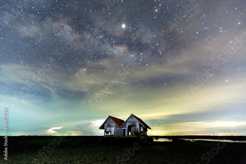 The milky way and two houses