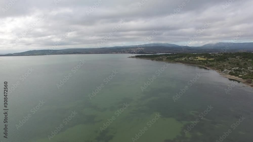 360 aerial view panorama of the Leucate pond