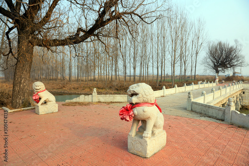 Wallpaper Mural Ancient Chinese stone lion sculpture Torontodigital.ca