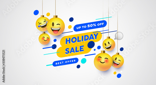 Holiday sale chat face emoticon business template