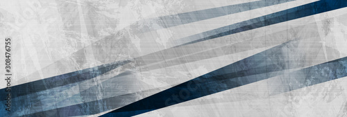 Dark blue grunge stripes abstract banner design. Geometric tech background. Vector illustration