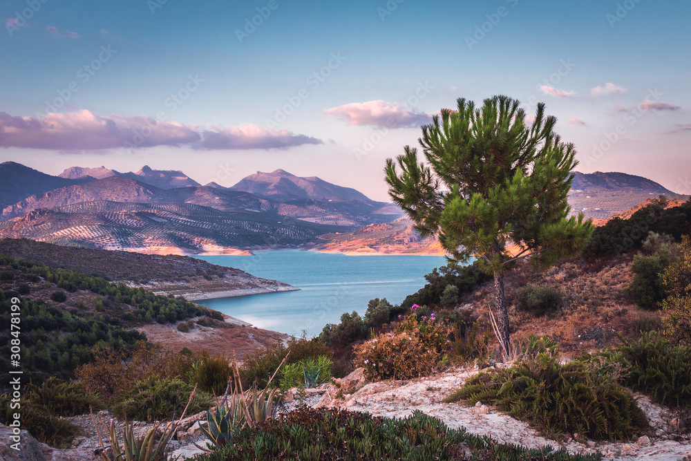 Lake Iznajar in Andalucia, Southern Spain - obrazy, fototapety, plakaty 