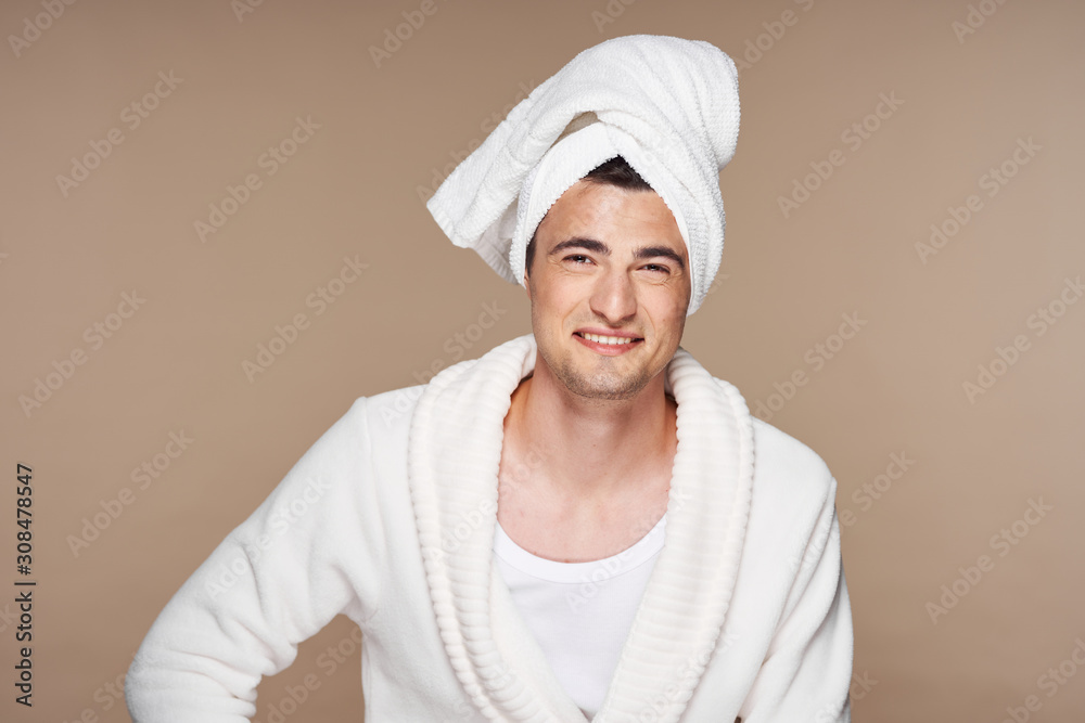 Funny handsome man clean skin