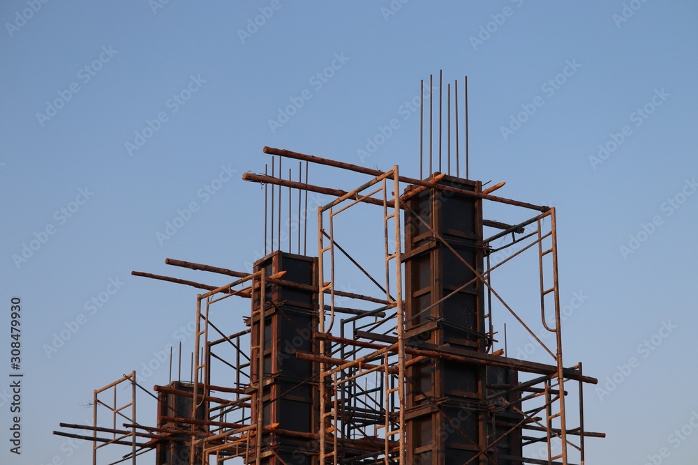 concrete pillar mold for house construction , template reinforced