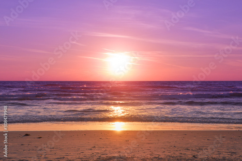 pink sunset in the ocean