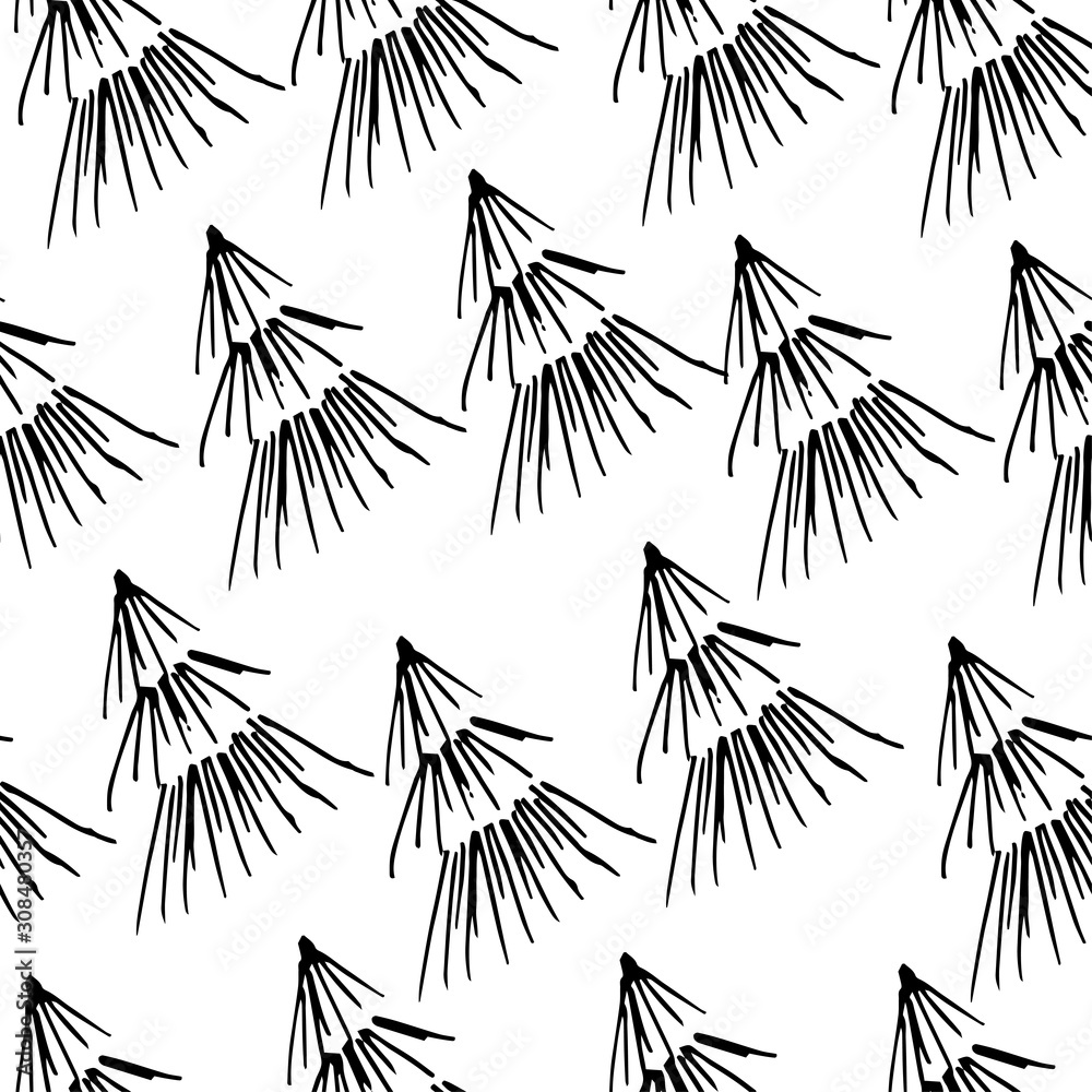 Seamless pattern for wallpaper design. Design, print, decor, textile, paper. Vector wallpaper. Cartoon vector illustration. Abstract black illustration on white backdrop. 
