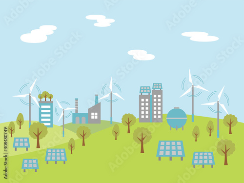 エコな街並み 再生可能エネルギー