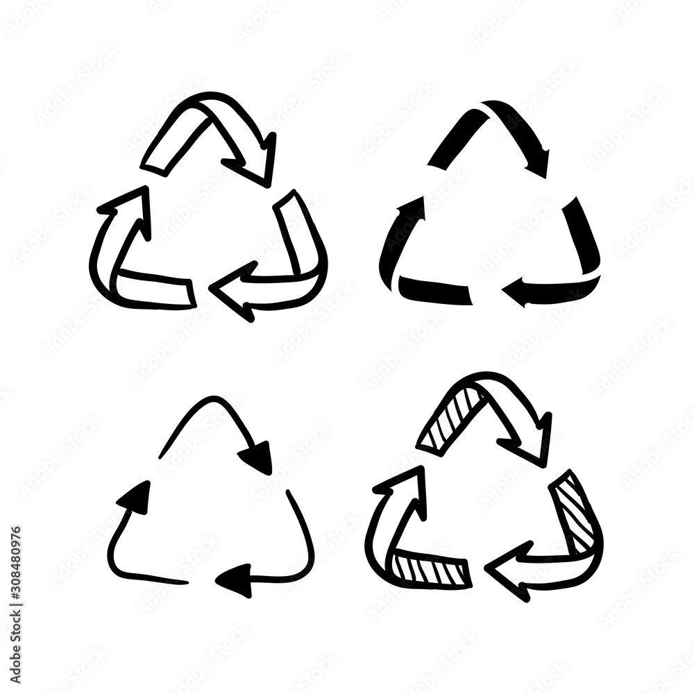 recycling doodle icon symbol illustration isolated on white