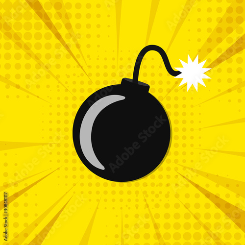 Cartoon bomb background and explosive light Vector - Illustration