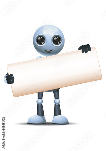 robot with blank sign