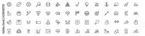 SPORT vs FITNESS line thin icons set. Vector illustrations collection EPS10.
