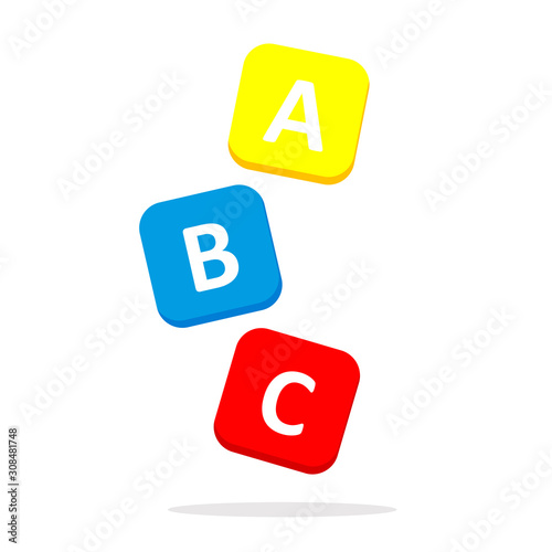 ABC icon on a rectangular box arranged in vector