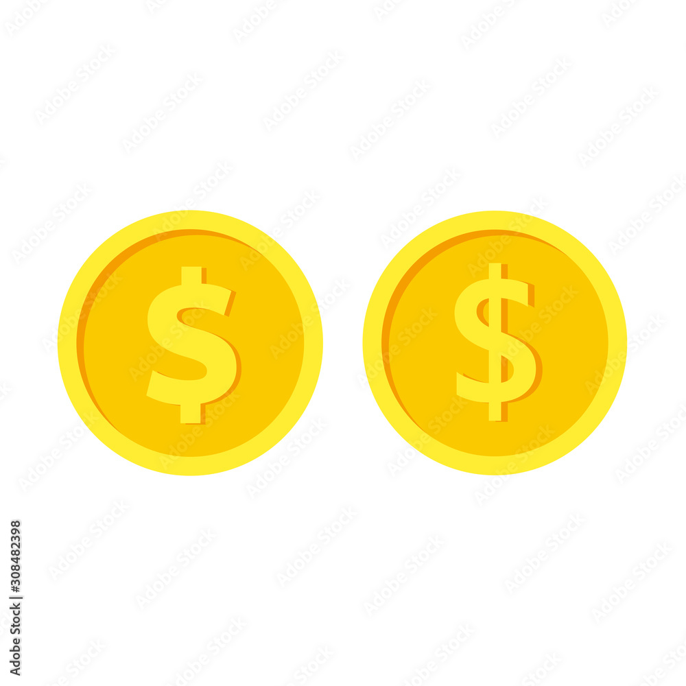 Vector dollar bank note and coin,icon illustrations and vector Vector dollar bank note and coin,icon illustrations and vector
