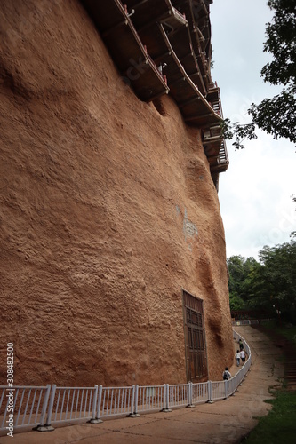 Maijishan Cave-Temple Complex corridor in Tianshui , Gansu Province , China. Artistic treasures of Maiji Mountain caves. UNESCO World Heritage Site. photo