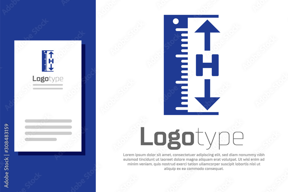 Blue The measuring height and length icon isolated on white background. Ruler, straightedge, scale symbol. Logo design template element. Vector Illustration - obrazy, fototapety, plakaty 