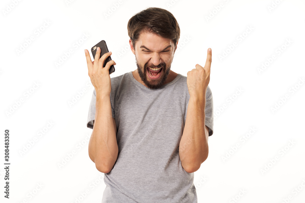 young man with mobile phone young man with mobile phone