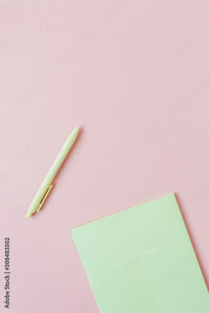 Blank paper sheets with empty copy space for text, pen on pink background. Flat lay, top view template for blog, social media, magazine. Blank paper sheets with empty copy space for text, pen on pink background. Flat lay, top view template for blog, social media, magazine.
